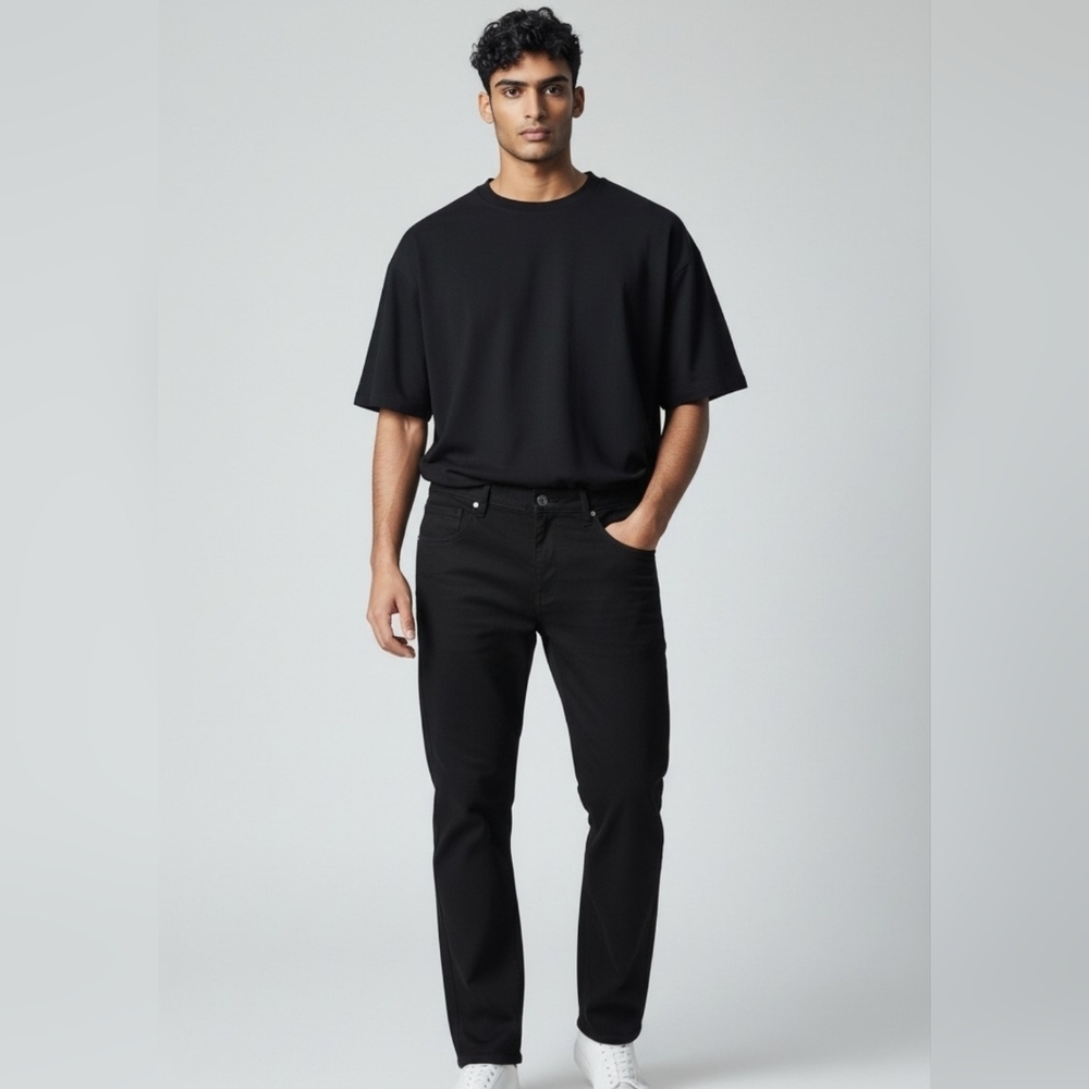Gaiakou Men's Black Jeans NWT Size 42 Cotton And Spandex